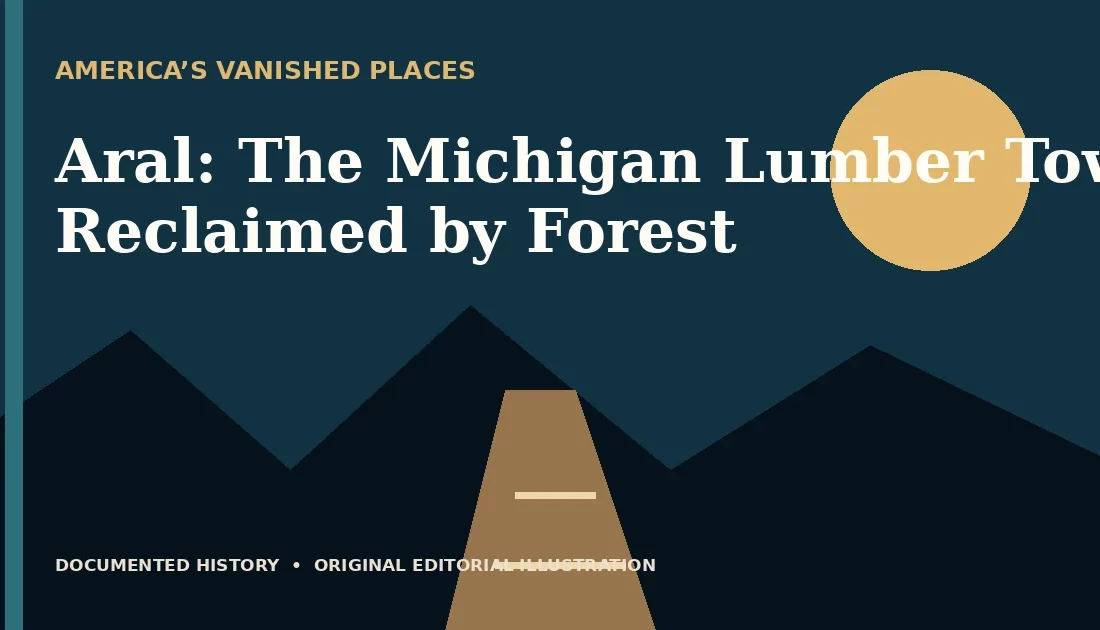 Aral: The Michigan Lumber Town Reclaimed by Forest — original editorial illustration