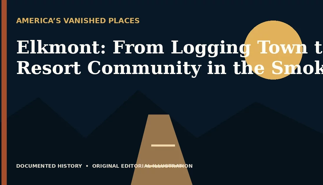 Elkmont: From Logging Town to Resort Community in the Smokies — original editorial illustration