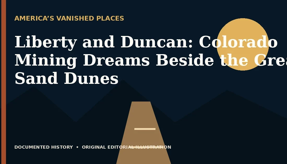Liberty and Duncan: Colorado Mining Dreams Beside the Great Sand Dunes — original editorial illustration
