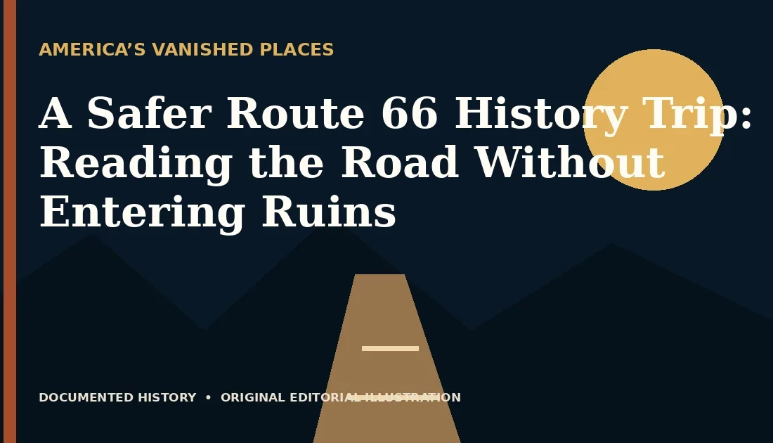 A Safer Route 66 History Trip: Reading the Road Without Entering Ruins — original editorial illustration
