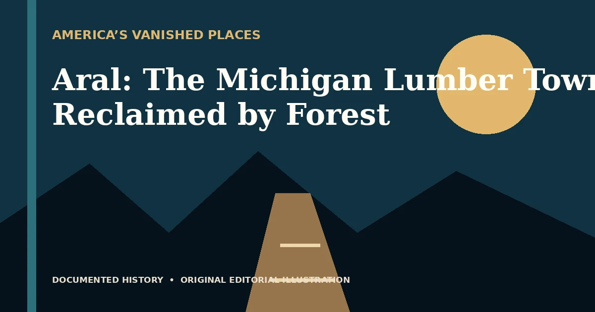 Aral: The Michigan Lumber Town Reclaimed by Forest — original editorial illustration