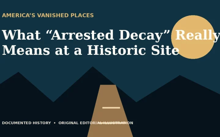 What “Arrested Decay” Really Means at a Historic Site — original editorial illustration