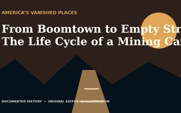 From Boomtown to Empty Streets: The Life Cycle of a Mining Camp — original editorial illustration