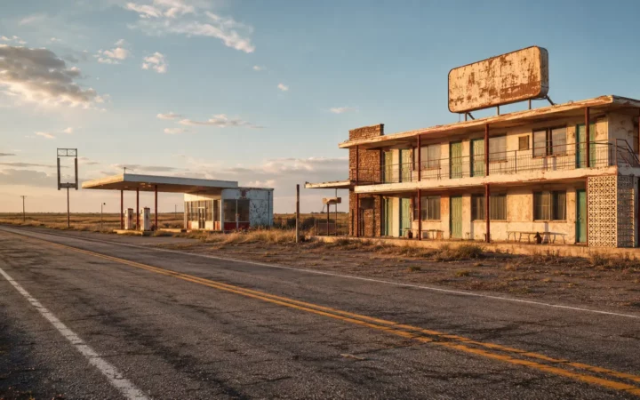 Glenrio: The Route 66 Town the Interstate Left Behind — original editorial illustration