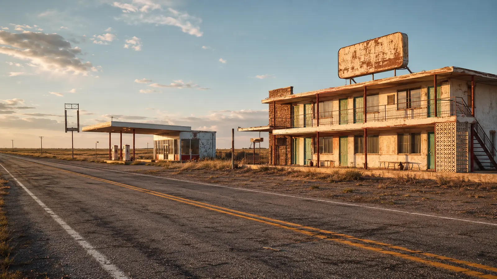 Glenrio: The Route 66 Town the Interstate Left Behind — original editorial illustration