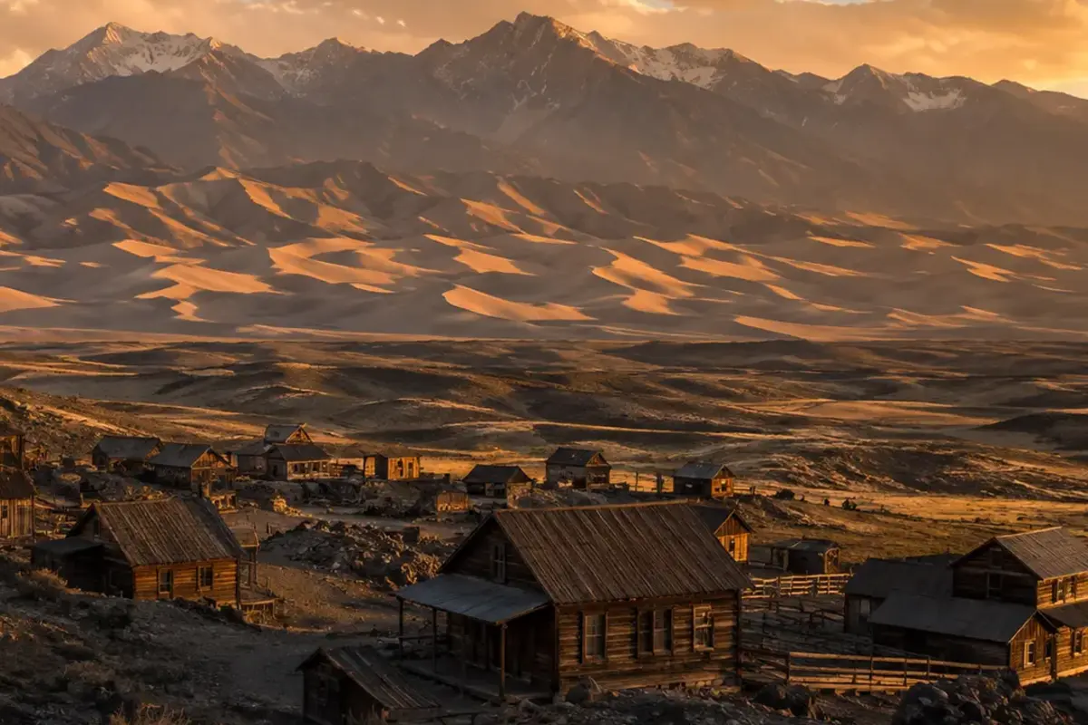 Liberty and Duncan: Colorado Mining Dreams Beside the Great Sand Dunes — AI-assisted editorial illustration