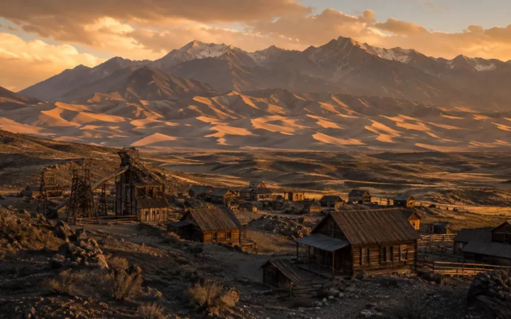 Liberty and Duncan: Colorado Mining Dreams Beside the Great Sand Dunes — AI-assisted editorial illustration