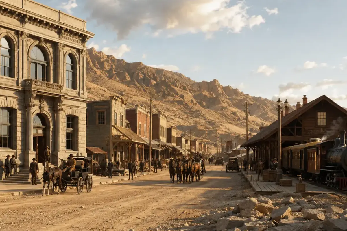 Rhyolite: Nevada’s Spectacular Gold-Rush Rise and Collapse — AI-assisted editorial illustration