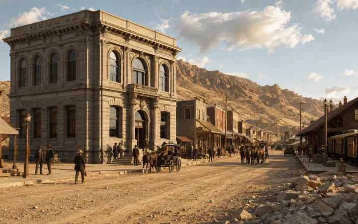 Rhyolite: Nevada’s Spectacular Gold-Rush Rise and Collapse — AI-assisted editorial illustration