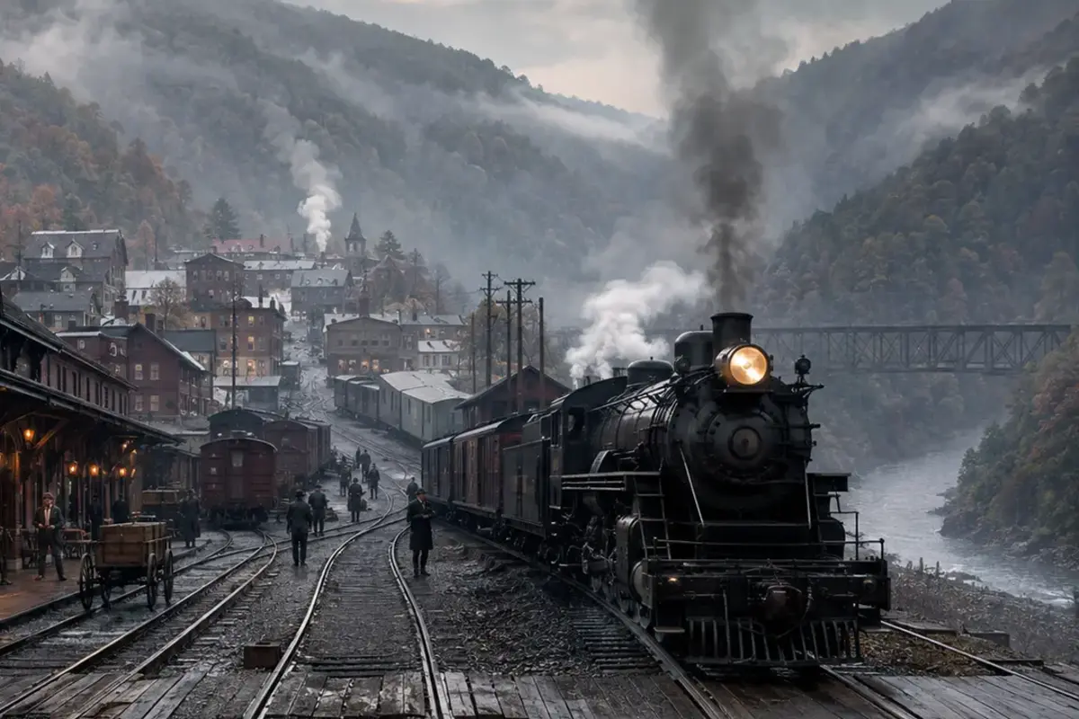 Thurmond: The West Virginia Railroad Town With Almost No Residents — AI-assisted editorial illustration