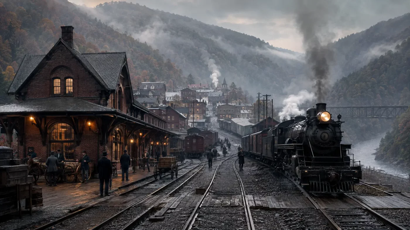 Thurmond: The West Virginia Railroad Town With Almost No Residents — AI-assisted editorial illustration