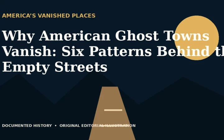 Why American Ghost Towns Vanish: Six Patterns Behind the Empty Streets — original editorial illustration